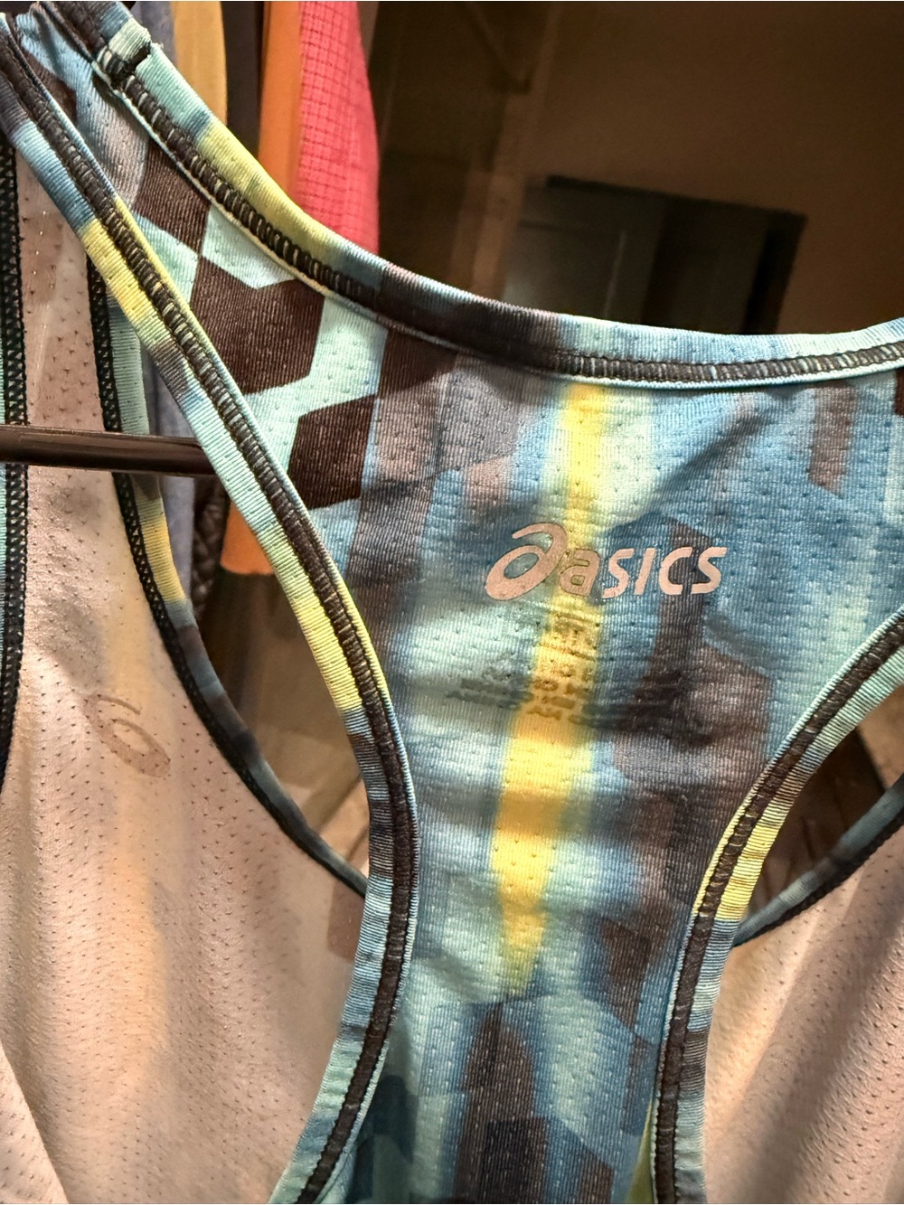 ASICS Blue and Yellow Geometric Racerback Tank - Picture 3 of 3